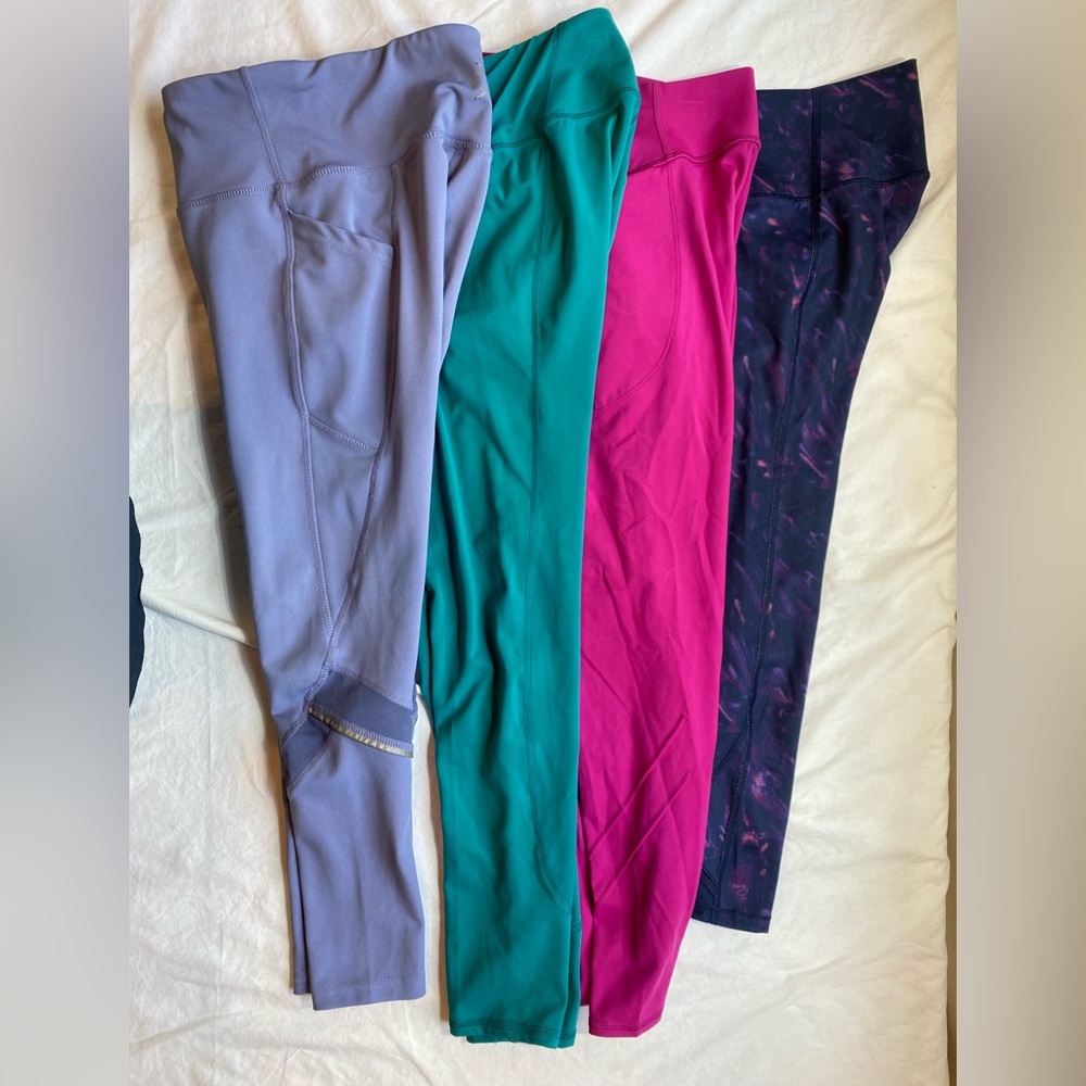 All in Motion Girls XL 14/16 Leggings in Purple, Teal, and Pink